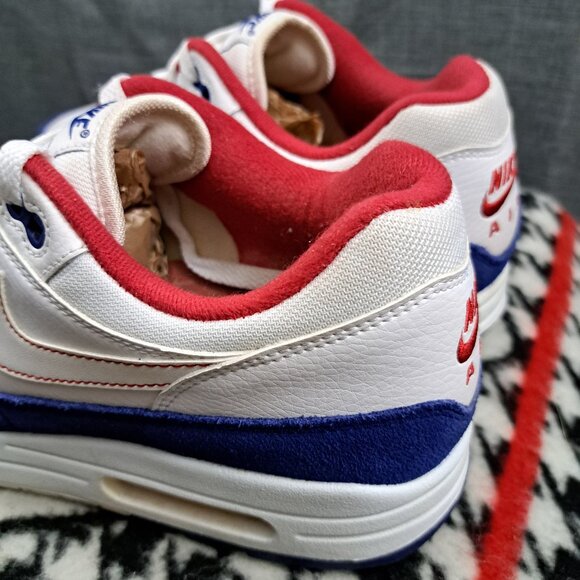 %Size 9.5 Nike Air Max 1 White Royal Blue Red White Men USA CJ9927-100  A 10 main image 7